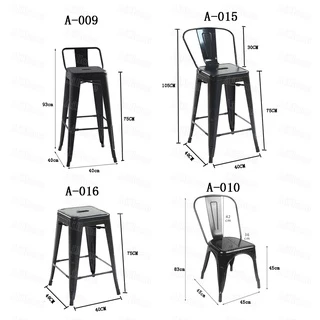 AiHome เก้าอี้บาร์ เก้าอี้บาร์เหล็กมีพนังพิง ใช้ตกแต่งร้าน คาเฟ่ 43x43x98 cm
