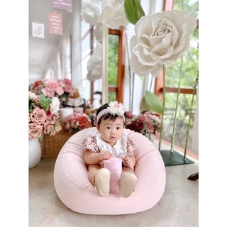 Richell(ริเชล) Soft Baby Sofa เก้าอี้ปั้มลมโซฟาผ้านุ่มกำมะหยี่ พกพาสะดวก หัดนั่งทรงตัวไม่ล้ม