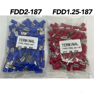 หางปลาเสียบแอร์ตัวเมีย FDD2-187,  FDD1.25-187 (แพ็ค100ตัว/1ถุง)