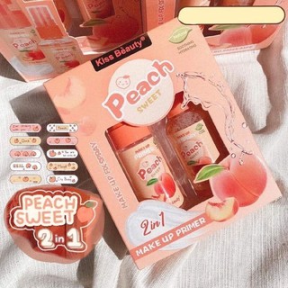 (แพ็คคู่Primer+สเปรย์น้ำแร่พีช)Kiss beauty Makeup Fix Spray Peach Sweet
