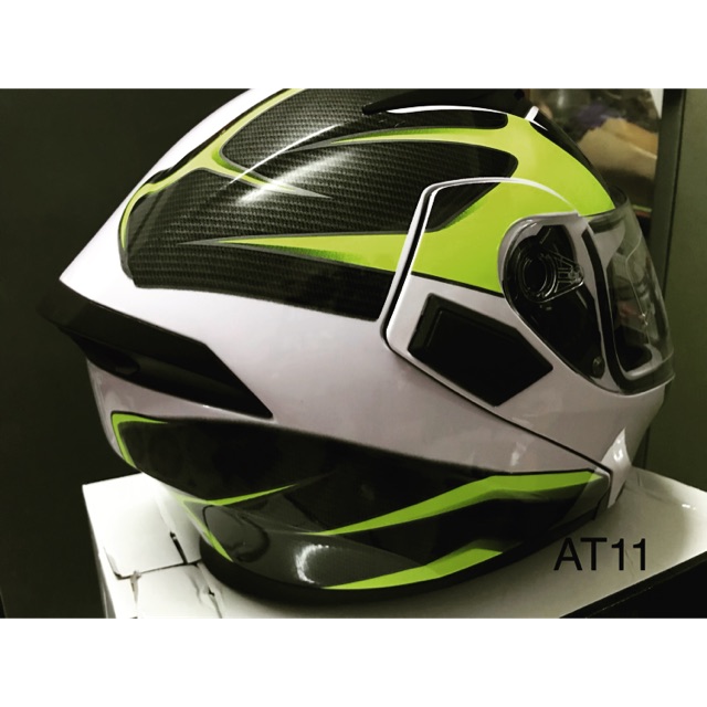 หมวกกันน็อคเต็มใบ หุ้มคาง แว่น2ชั้น AT11