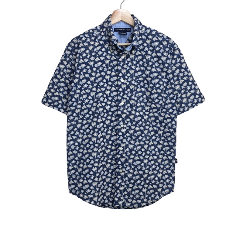 เสื้อเชิ้ต Tommy Hilfiger Hawaiian shirt แขนสั้น สี Indigo ลาย floral