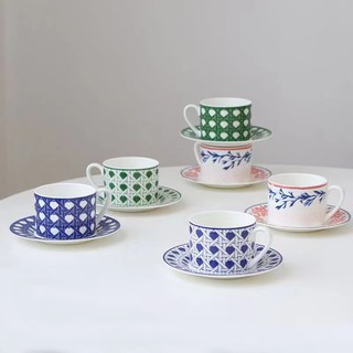 Dior new European style bone china coffee set couple pair cup four-piece set 2 cups 2 saucers Coffee cup