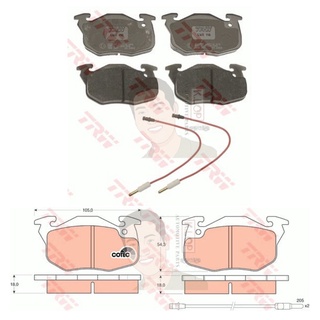 GDB327 ผ้าเบรค-หน้า(TRW) (เนื้อผ้า COTEC) PEUGEOT 405 (83-89) (BX)