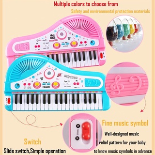 เครื่องดนตรีเปียโนเปียโนอิเล็กทรอนิกส์ ปุ่มพร้อมไมโครโฟนสำหรับเด็ก ของเล่นเปียโน