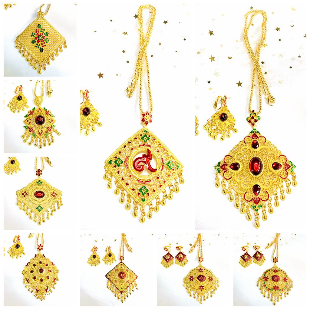 LIsa ลิซ่าเป็นดาราสไตล์เดียวกัน พร้อมส่ง vintage jewelry เครื่องประดับชุดไทย ต่างหูหนีบ สร้อยคอทองคำ ใหม่