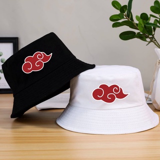 Fancyqube หมวกบักเก็ตพิมพ์ลาย Anime Naruto Akatsuki Clouds Uchiha Family Logo สไตล์ฮิปฮอปสําหรับผู้ชาย