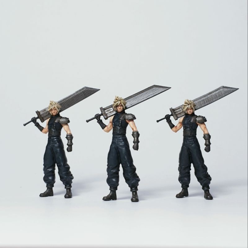 โมเดล figure ฟิกเกอร์ 1/64 Cloud Strife คน  3D printing 1:64 resin model ตกแต่งฉาก Diorama FF7 งานลง