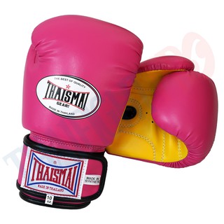 THAISMAI BOXING GLOVES BG-124 PU Fancy Pink / Yellow - ไทยสมัย นวมชกมวยหนังเทียม บานเย็น/เหลือง