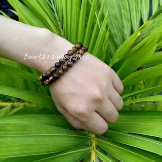 กำไลหินไทเกอร์อาย กำไลข้อมือหินขนาด 6 มิล tiger eye stone กำไลข้อมือหินนําโชค