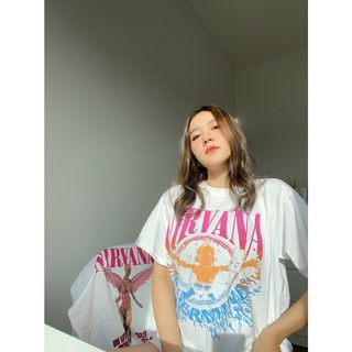 NIRVANA UNISEX - WHITE เสื้อวง เสื้อทัวร์ ลายเสื้อเนอร์วานา วงร็อค