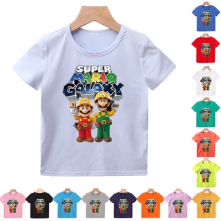 ใหม่เสื้อยืดลําลองสําหรับเด็กแขนสั้นพิมพ์ลายการ์ตูน Super Mario Brothers