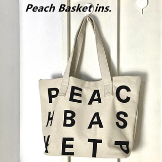 กระเป๋า PeachBasket Canvas Tote Bag กระเป๋าผ้า กระเป๋าถือ