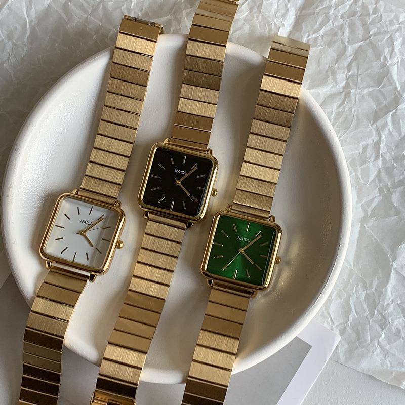 SENSES Bamboo Joint with Square Large Dial Gold Watch Female Special ...