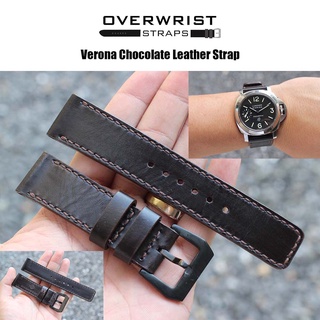 สายนาฬิกา สายหนังวัวแท้ overwrist verona chocolate handmade leather strap