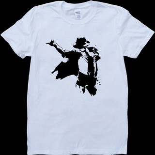 [S-5XL] เสื้อยืดคอก ลมแขนสั้น michael jackson สีขาวสําหรับผู้ชาย