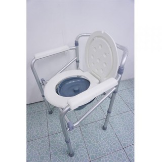 เก้าอี้นั่งถ่าย อลูมิเนียม พับได้ ปรับระดับได้ commode chair อลูมิเนียม