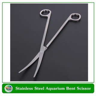 กรรไกรตัดแต่งไม้น้ำ ปลายโค้ง ยาว 27 ซม. Stainless Steel Aquarium Bent Scissor