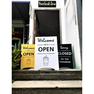 ป้ายคาเฟ่เปิด-ปิดพลาสวูสขนาด40x60cmส่งเร็วมาก