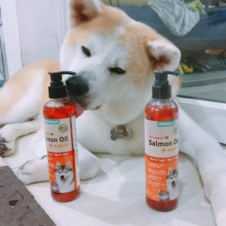 น้ำมันปลาแซลม่อนผสมคริลล์ออย Salmon oil for pet บำรุงขน ช่วยให้ขนนุ่ม สวย ธรรมชาติ100% สำหรับหมาแมว