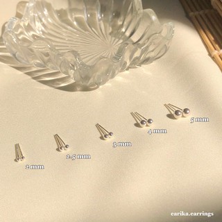 (กรอกโค้ด GG24P ลด 65.-) earika.earrings - ต่างหูเม็ดกลมเงินแท้ คนแพ้ง่ายใส่ได้ (มี5ไซส์)