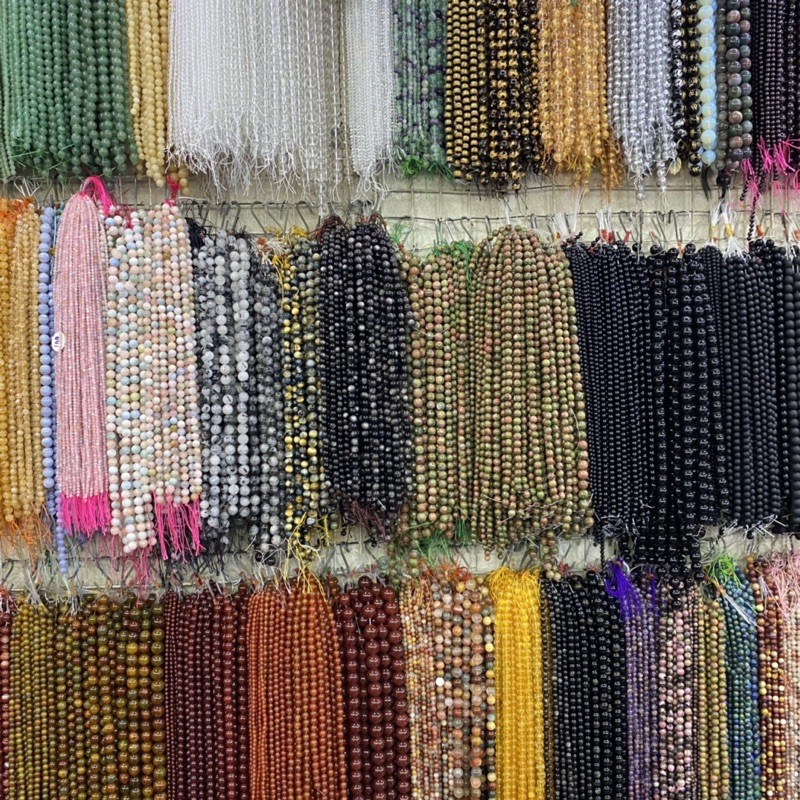 🧿 ลูกปัด หินเส้นยาว ขนาด8 มิน ยาว14 นิ้ว หินแท้ งาน Diy เครื่องประดับ หินนำโชค หิน เสริมดวง ลูกปัดเม