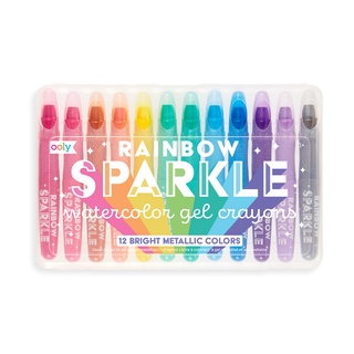 OOLY - สีเทียน rainbow sparkle watercolor gel crayons 12 แท่ง สีเทียนเนื้อเจล เขียนนุ่มลื่นน แถมมีกากเพชร เป็นประกายวิ้ง