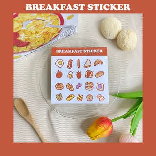 Breakfast sticker🍳🥐🥓 สติกเกอร์อาหารเช้า ไข่ดาว เบคอน น่ารัก sticker สติกเกอร์น่ารัก พร้อมส่ง ตกแต่งสมุด 🧸 ไดคัท