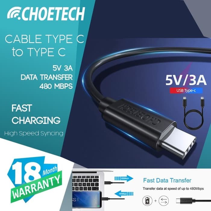 สายชาร์จ CHOETECH CC0001 Type C ถึง Type CAFAST