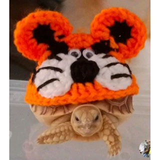 Temsuk : ชุดเต่า ชุดเต่าบก ชุดเต่าซูคาต้า ลายเสือ (Tiger)🐯 สินค้า Handmade ถักจากไหมพรม 4ply สายรัดเป็นยางยืด