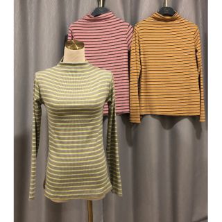 เสื้อไหมพรมผ้ายืดลายทาง ทรงคอปืน