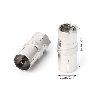 Kiss X 2 ชิ้น F Type Male Plug Connector Socket to RF Coax TV Aerial Female RF อะแดปเตอร์