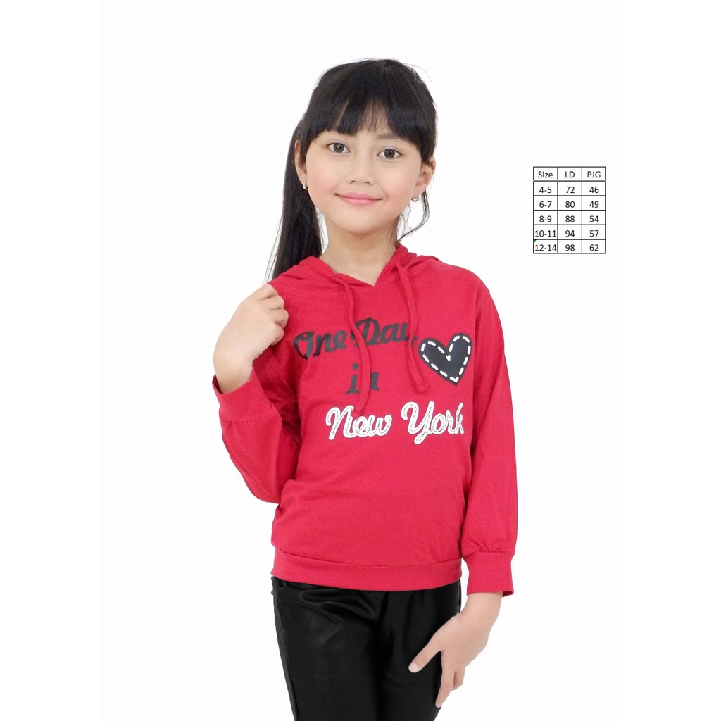 KATUN MERAH Zlata อักษรา เสื้อยืดแขนยาวเด็กมีฮู้ดสําหรับเด็กผู้หญิง ผ้าฝ้ายสีแดง Casual Strazki 20.5