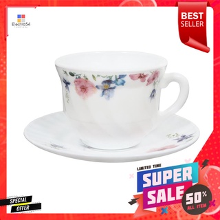 ชุดถ้วยกาแฟแก้วโอปอล 190 มล. KECH CARNATIONOPAL GLASS COFFEE CUP SET KECH CARNATION 190ML