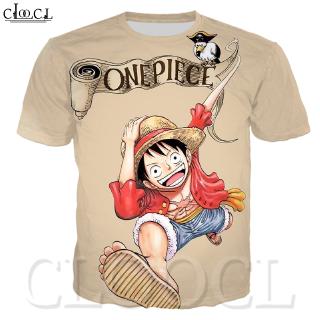 คอลูกเรือCLOOCL One Piece Monkey D Luffy Japanese Anime Graphic Short-sleeved T-shirt 3D Printed Large Size Cal Shirt Me