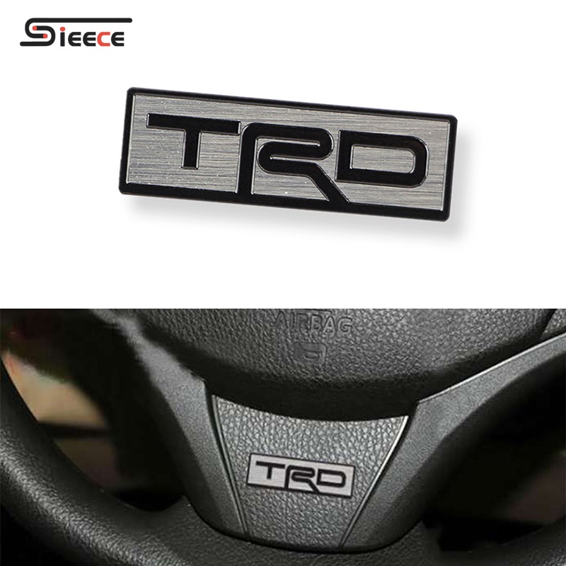 Sieece TRD พวงมาลัยสแตนเลสสัญลักษณ์รูปลอกสติกเกอร์สำหรับ Toyota Vios Altis Yaris CHR Fortuner Yaris ATIV Corolla Cross Innova Camry Commuter Avanza GR Supra Hiace Hilux
