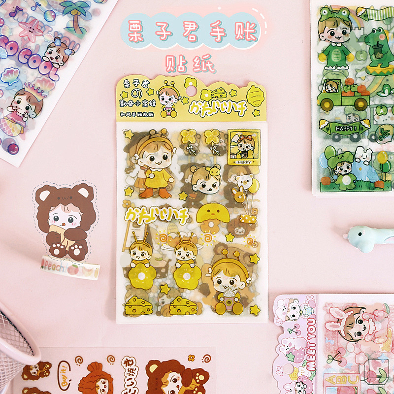 imoda 4แผ่น / แพ็ค การ์ตูนน่ารักสาวสมุดสติ๊กเกอร์ตกแต่งเครื่องเขียน DIY