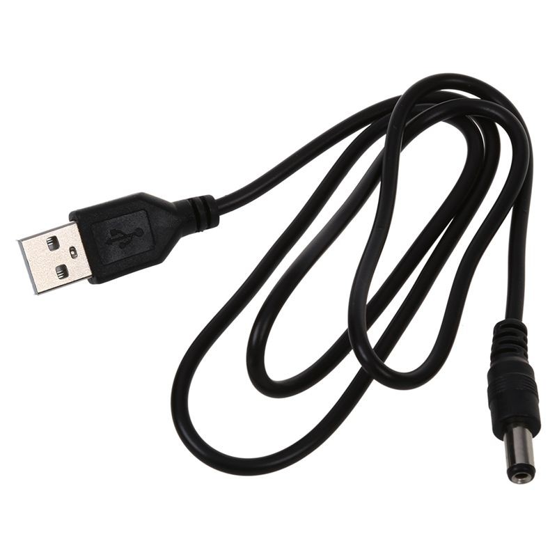 สาย USB 5.5 มม. / 2.1 มม. 5V DC Barrel Jack Power Cable (สีดํา, 75 ซม.)