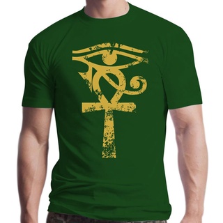 เสื้อยืดแขนสั้นลําลอง คอกลม ผ้าฝ้าย ทรงหลวม พิมพ์ลาย Egyptian Eye Of Horus Ankh Archaeologist สําหรับผู้ชาย