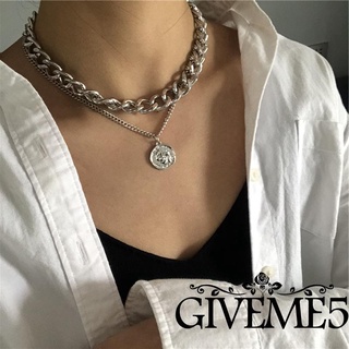 Giveme- สร้อยคอโซ่จี้รูปเหรียญสไตล์วินเทจเครื่องประดับแฟชั่นสตรี