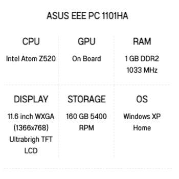 Notebook ASUS EEE PC 1101HA