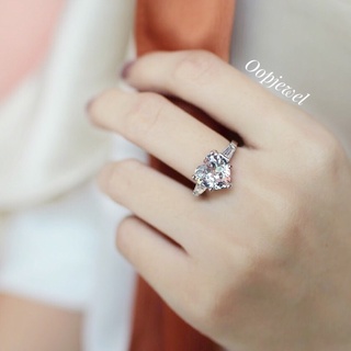 แหวนเพชรสวิส cz Cubic Zirconia ring ชุบทองคำขาว พร้อมกล่องแหวน แบรนด์ Oopjewel