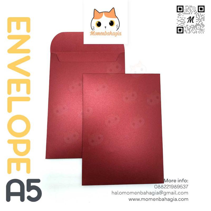 หนา A5 Envelope Premium Portrait Recun Jasmine Red Maroon 16x22