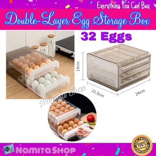 Double Layer Egg Storage Box กล่องไข่ กล่องเก็บไข่ ที่วางไข่ 2 ชั้น เก็บไข่ได้ 32 ใบ ขนาด 21.5x24x14 cm.