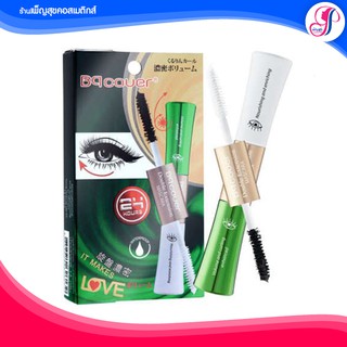 Bq Cover Double Extension Mascara 14g. มาสคาร่าเขียว 2 หัว  ขนตายาว ขนตางอน กันน้ำ มาคาร่าเขียว บีคิว