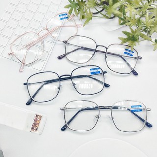 แว่นสายตาสั้น -50ถึง-400 ทรงเหลี่ยมแนววินเทจ เลนส์กรองแสงสีฟ้า รุ่น 334JS