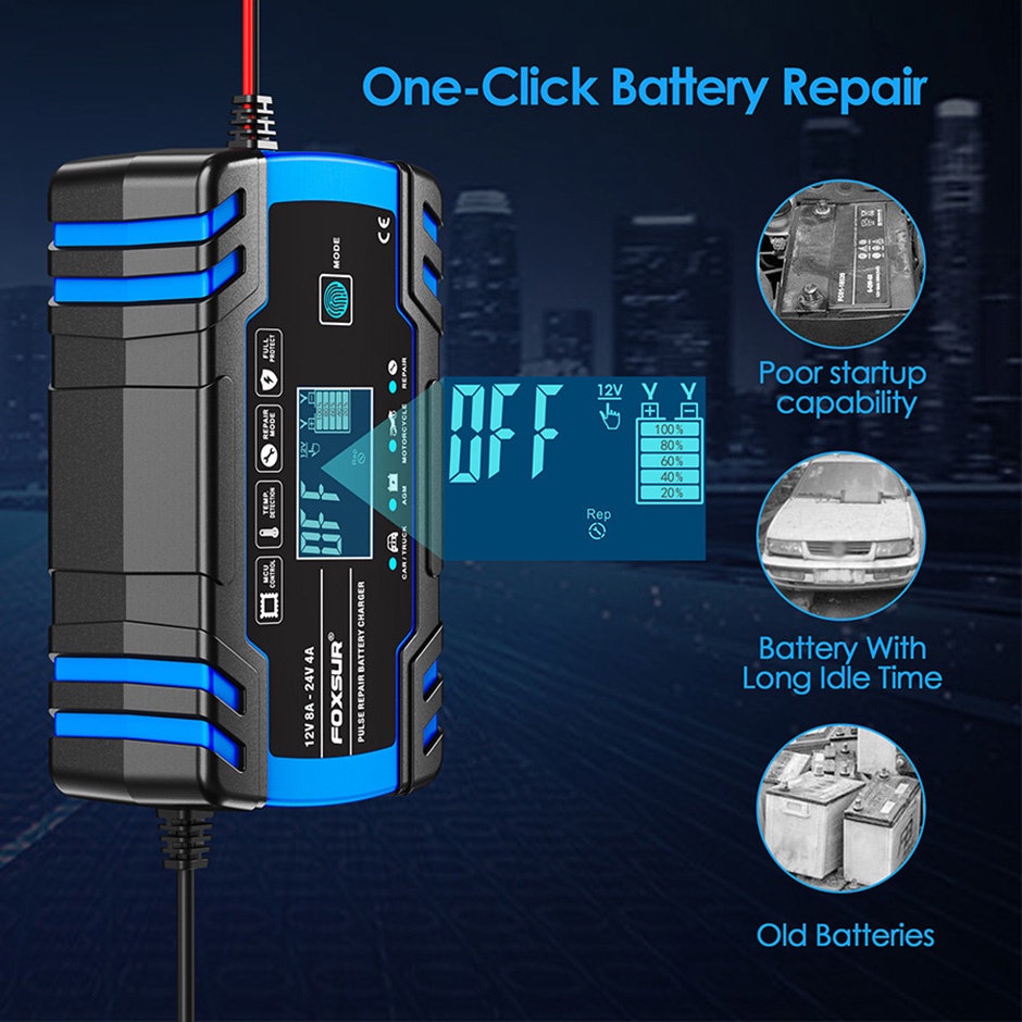เครื่องชาร์จแบตเตอรี่ FBC122408D Car Battery Charger แบตเตอรี่ และซ่อม ...