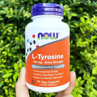 แอล-ไทโรซีน L-Tyrosine Extra Strength 750 mg 90 Veg Capsules (Now Foods®)