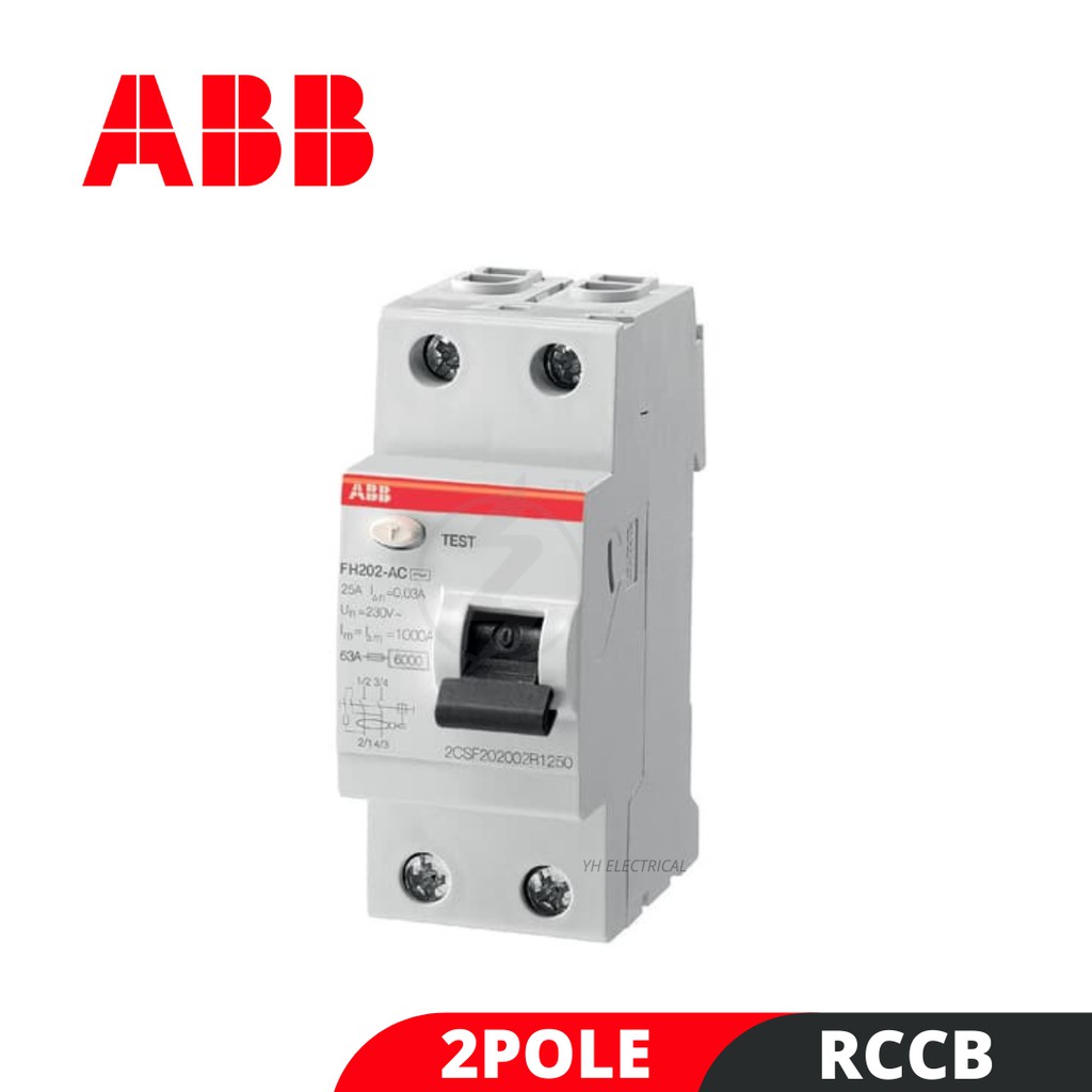 ABB RCCB / ELCB 40A 63A 2Pole 100mA FH202