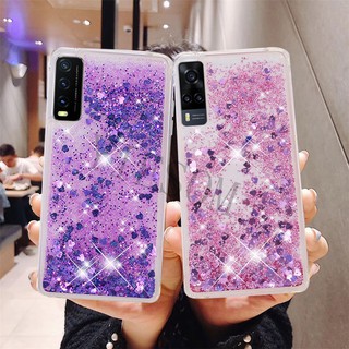 เคสโทรศัพท์ ซิลิโคนนุ่ม มีทรายไหล ประดับกลิตเตอร์ สำหรับ VIVO Y31 Y20 Y20S Y12S Y20 2021 Y50 Y30 Y17 Y15 2020 Y19 U3 U20 V20 2021 V20se V20 Pro S1 Pro